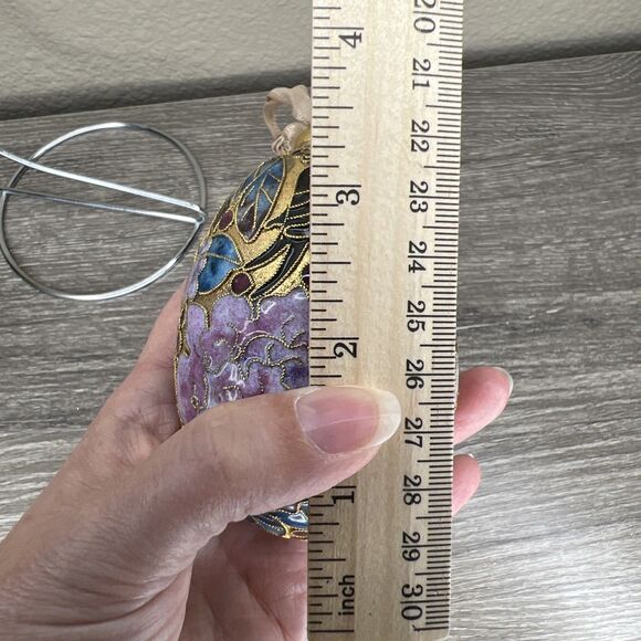 Alsan Victorian Enameling Cloisonné Ornament Egg Birds Flowers With Stand - Picture 8 of 10